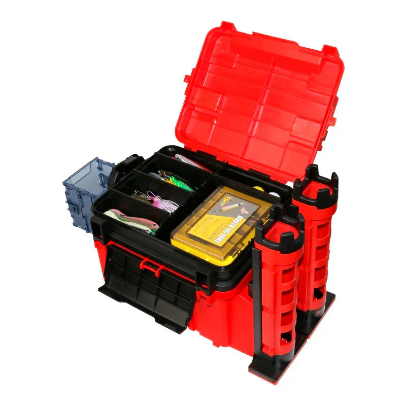 Multifunction Fishing Tackle Box with Rod Holder-1